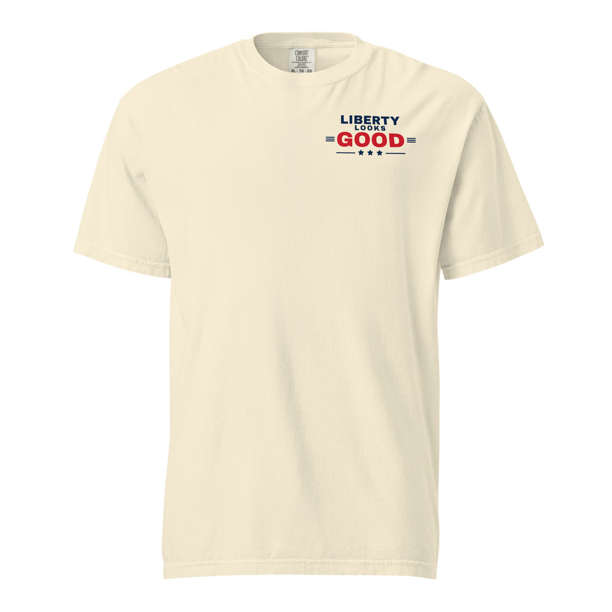 Liberty Looks Good Heavyweight Tee, Ivory, front | True American