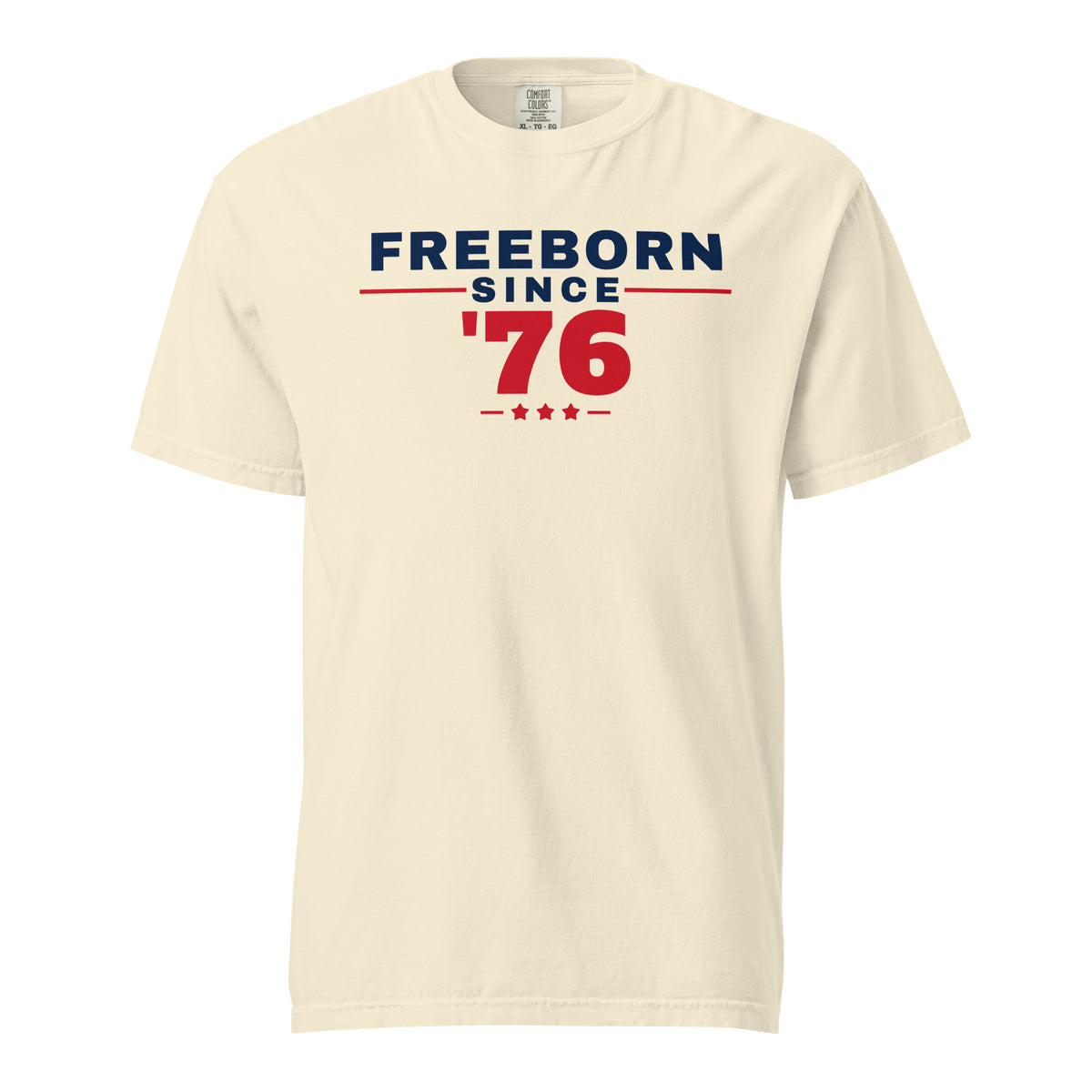 Freeborn Since '76 Heavyweight Tee, Ivory, front | True American