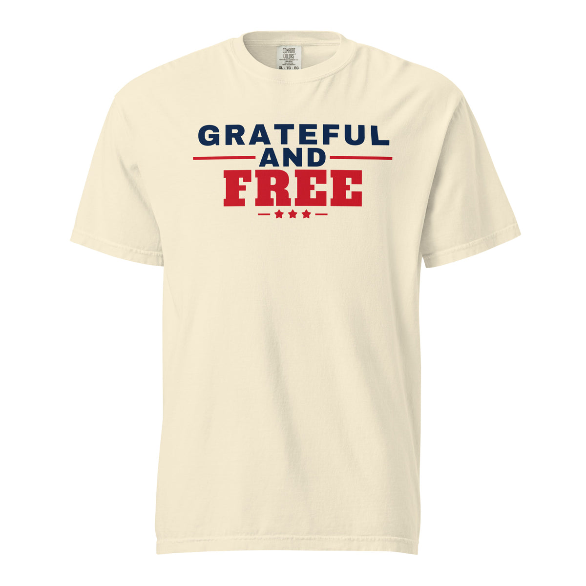 Grateful and Free Heavyweight Tee, Ivory, front | True American