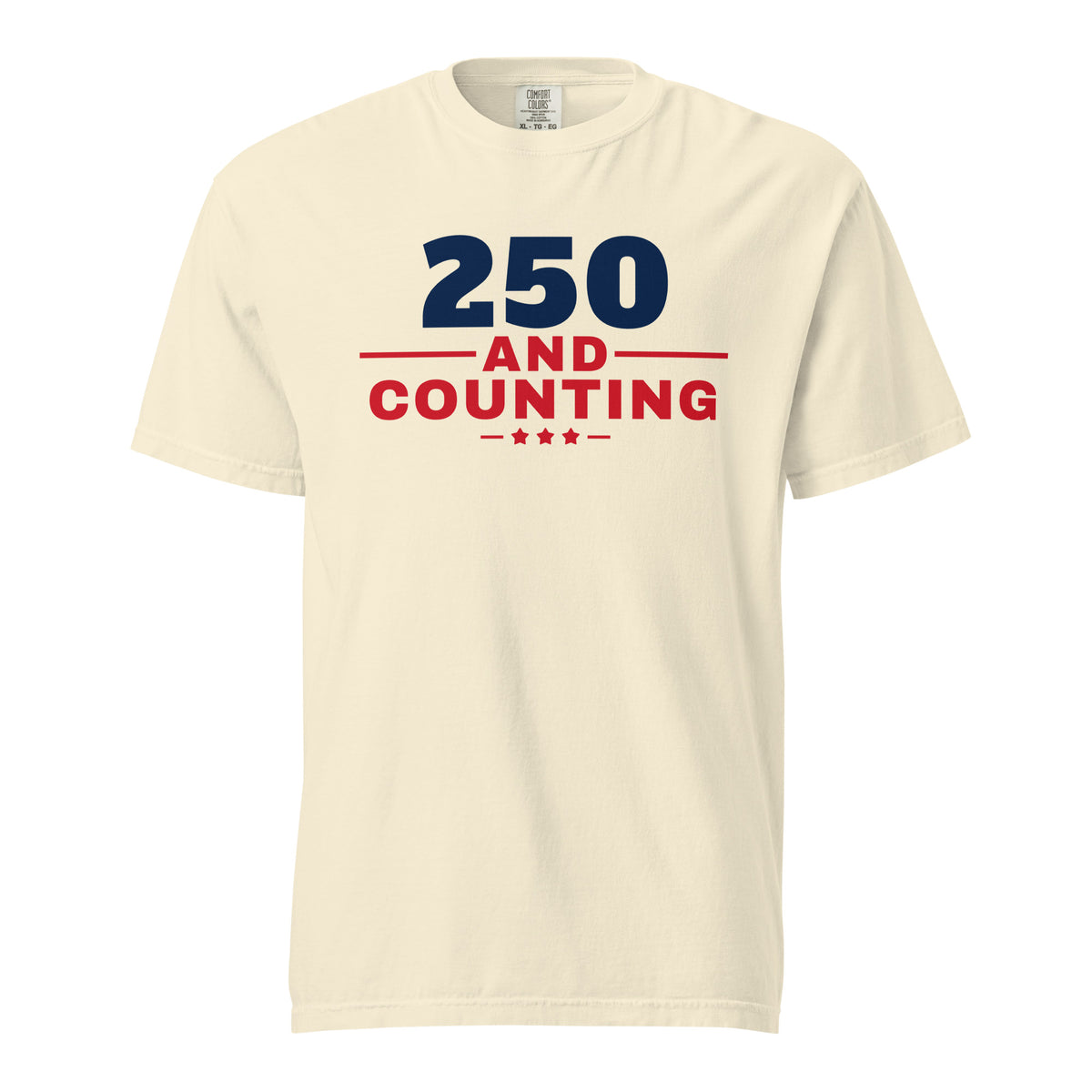 250 and Counting Heavyweight Tee, Ivory, front | True American