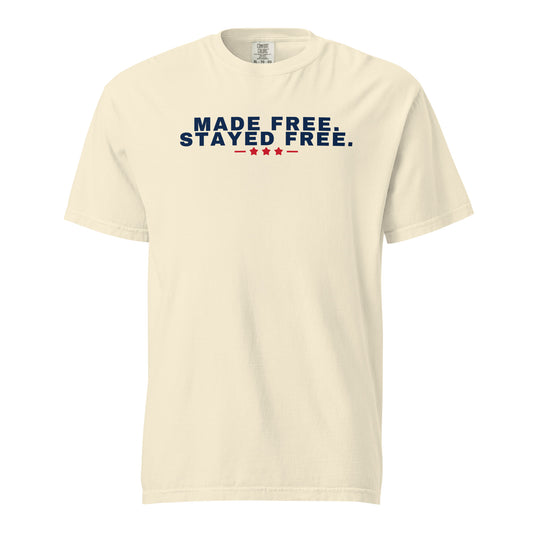 Made Free. Stayed Free. Heavyweight Tee, Ivory, front | True American