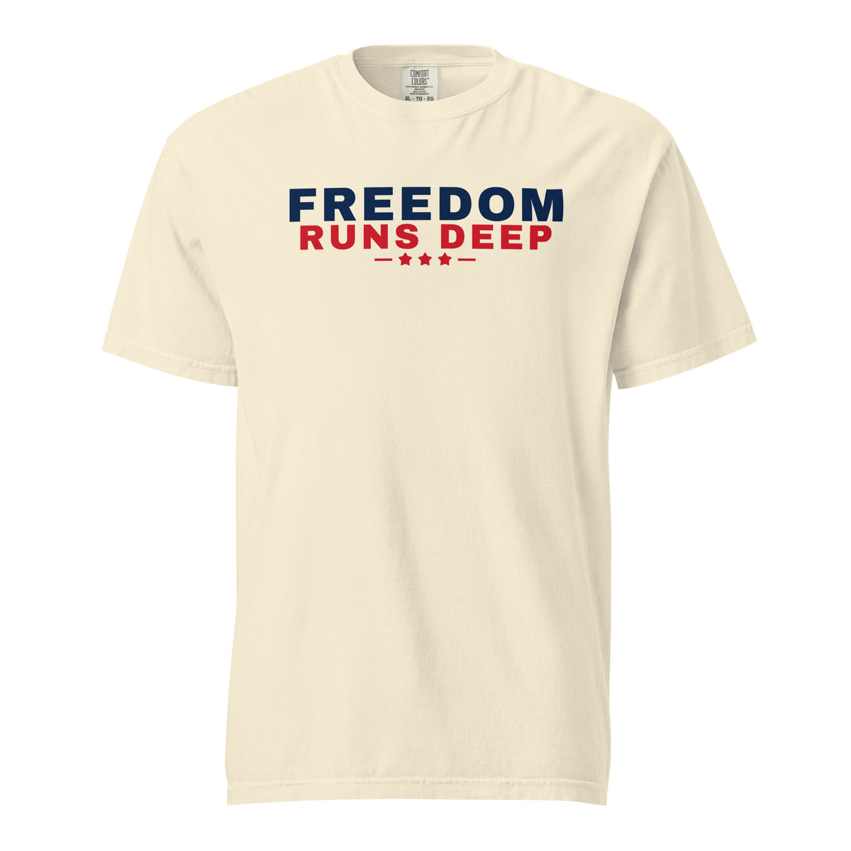 Freedom Runs Deep Heavyweight Tee, Ivory, front | True American