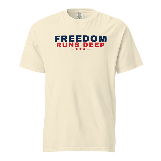 Freedom Runs Deep Heavyweight Tee, Ivory, front | True American