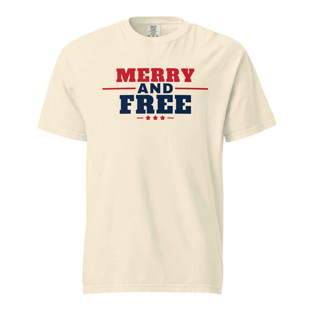Merry and Free Heavyweight Tee, Ivory, front | True American