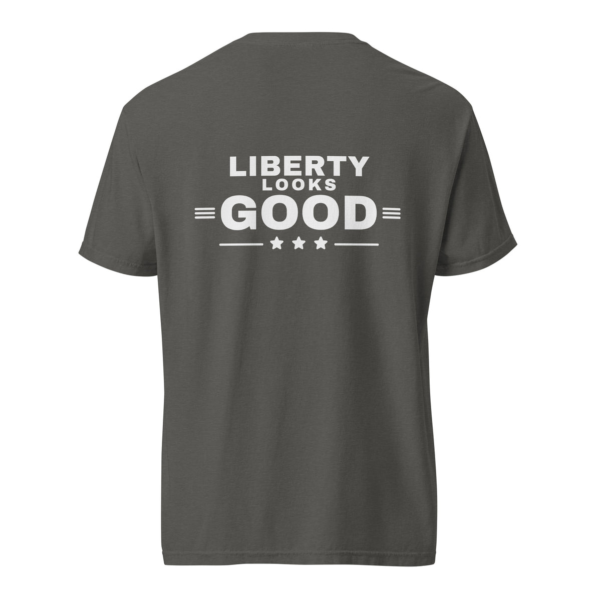 Liberty Looks Good Heavyweight Tee, Pepper, back | True American