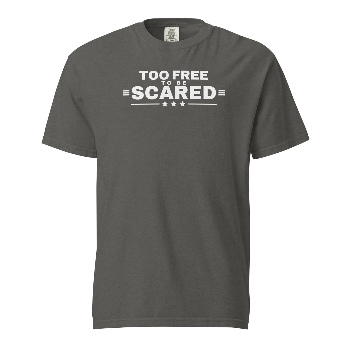 Too Free to Be Scared Heavyweight Tee Pepper flat front | True American