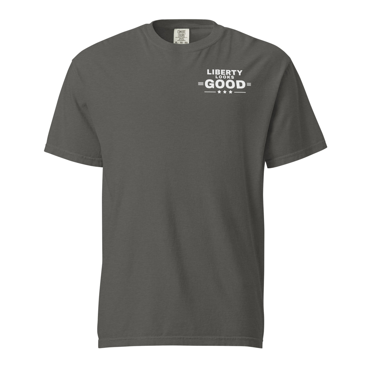 Liberty Looks Good Heavyweight Tee, Pepper, front | True American