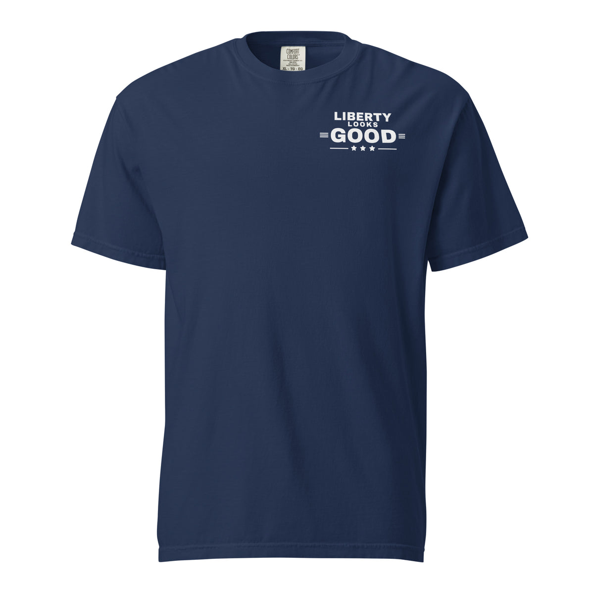 Liberty Looks Good Heavyweight Tee, True Navy, front | True American
