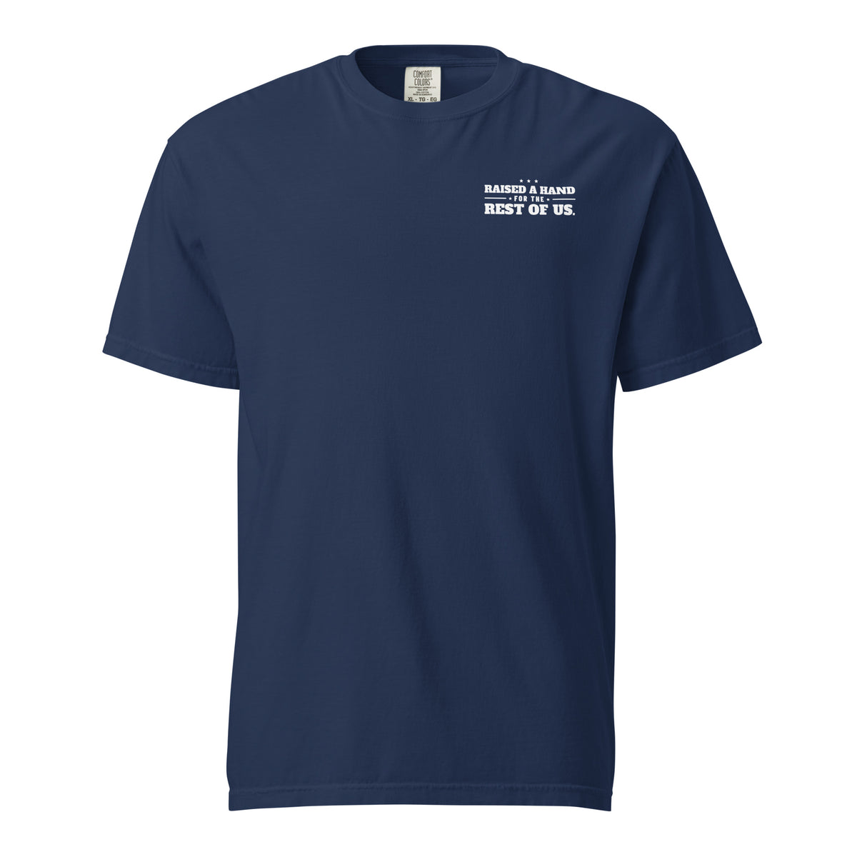 Raised a Hand Tee, dark blue, front | True American