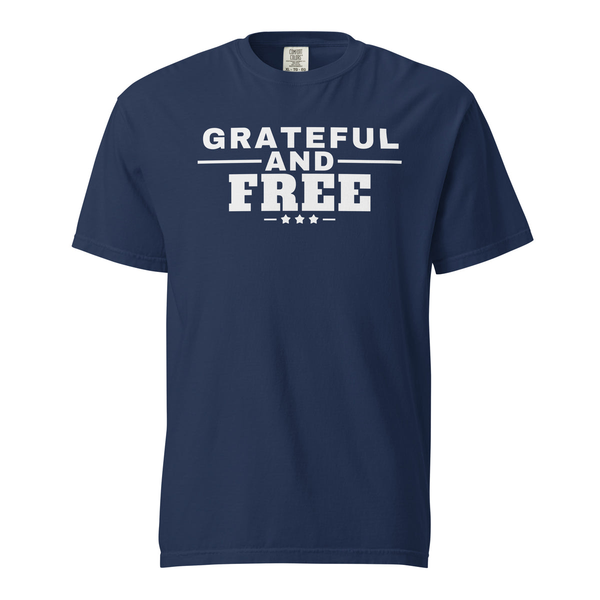 Grateful and Free Heavyweight Tee, dark blue, front | True American