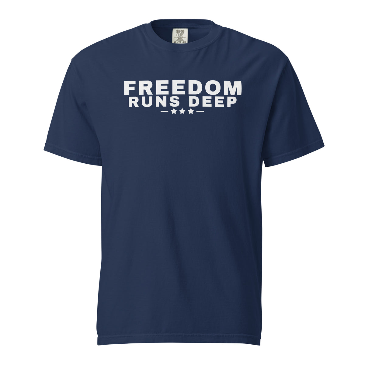 Freedom Runs Deep Heavyweight Tee, dark blue, front | True American