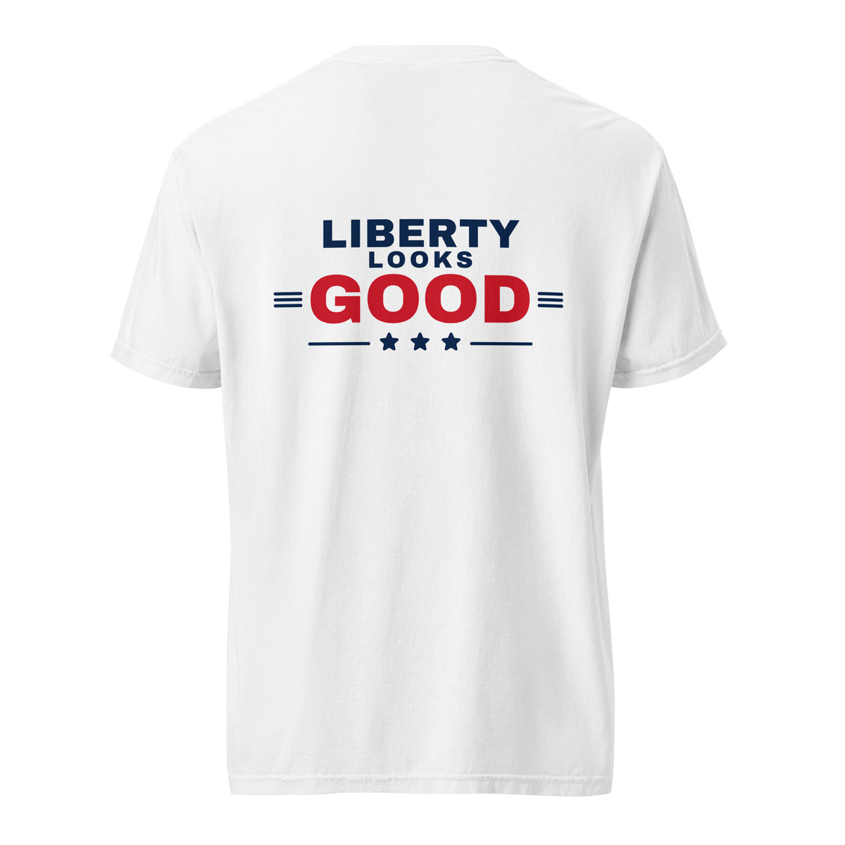 Liberty Looks Good Heavyweight Tee, White, back | True American