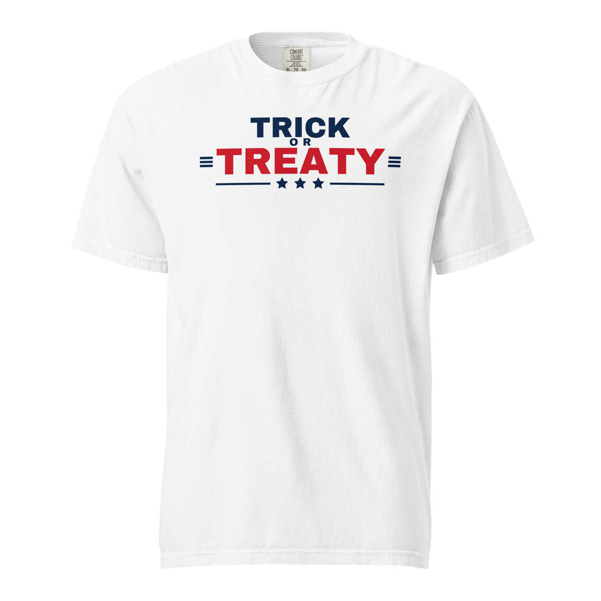 Trick or Treaty Heavyweight Tee White flat front | True American
