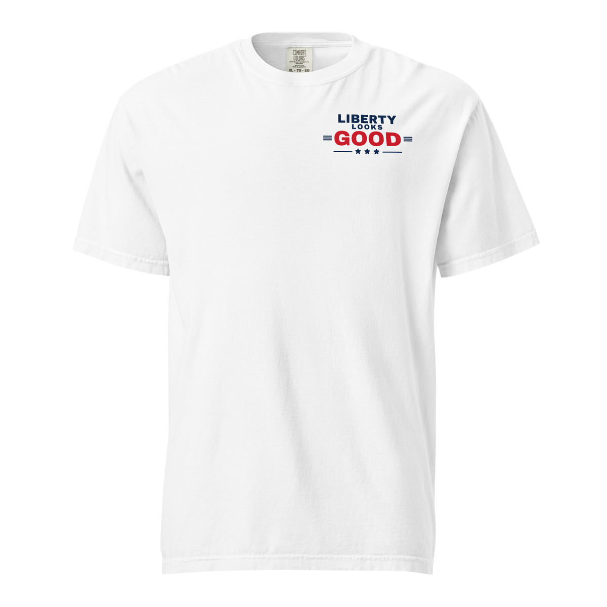 Liberty Looks Good Heavyweight Tee, White, front | True American