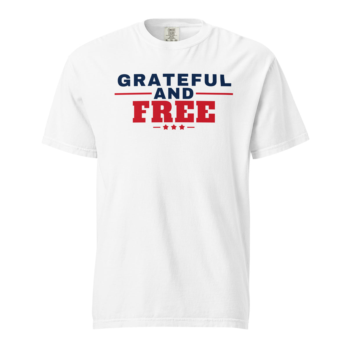 Grateful and Free Heavyweight Tee, White, front | True American