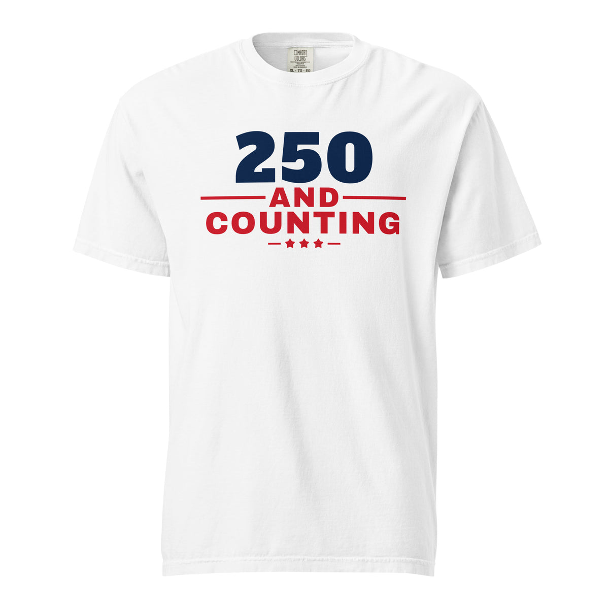 250 and Counting Heavyweight Tee, White, front | True American