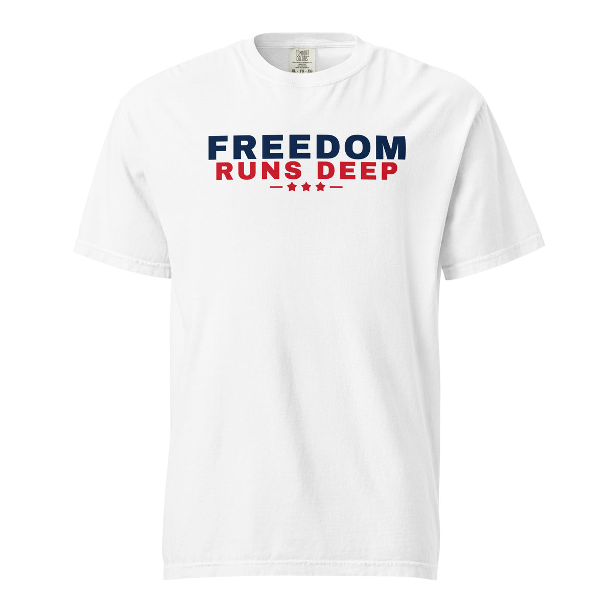 Freedom Runs Deep Heavyweight Tee, White, front | True American