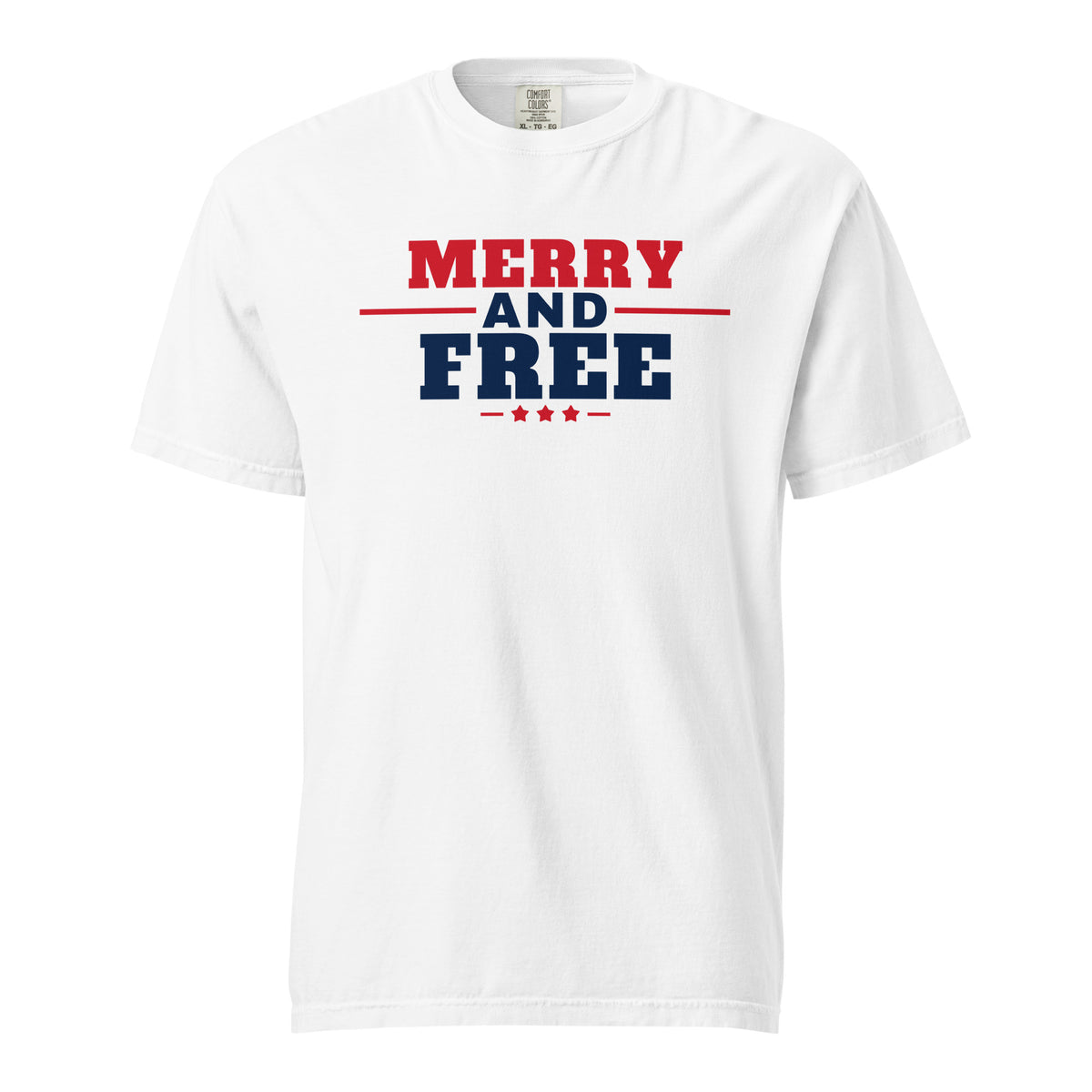 Merry and Free Heavyweight Tee, White, front | True American