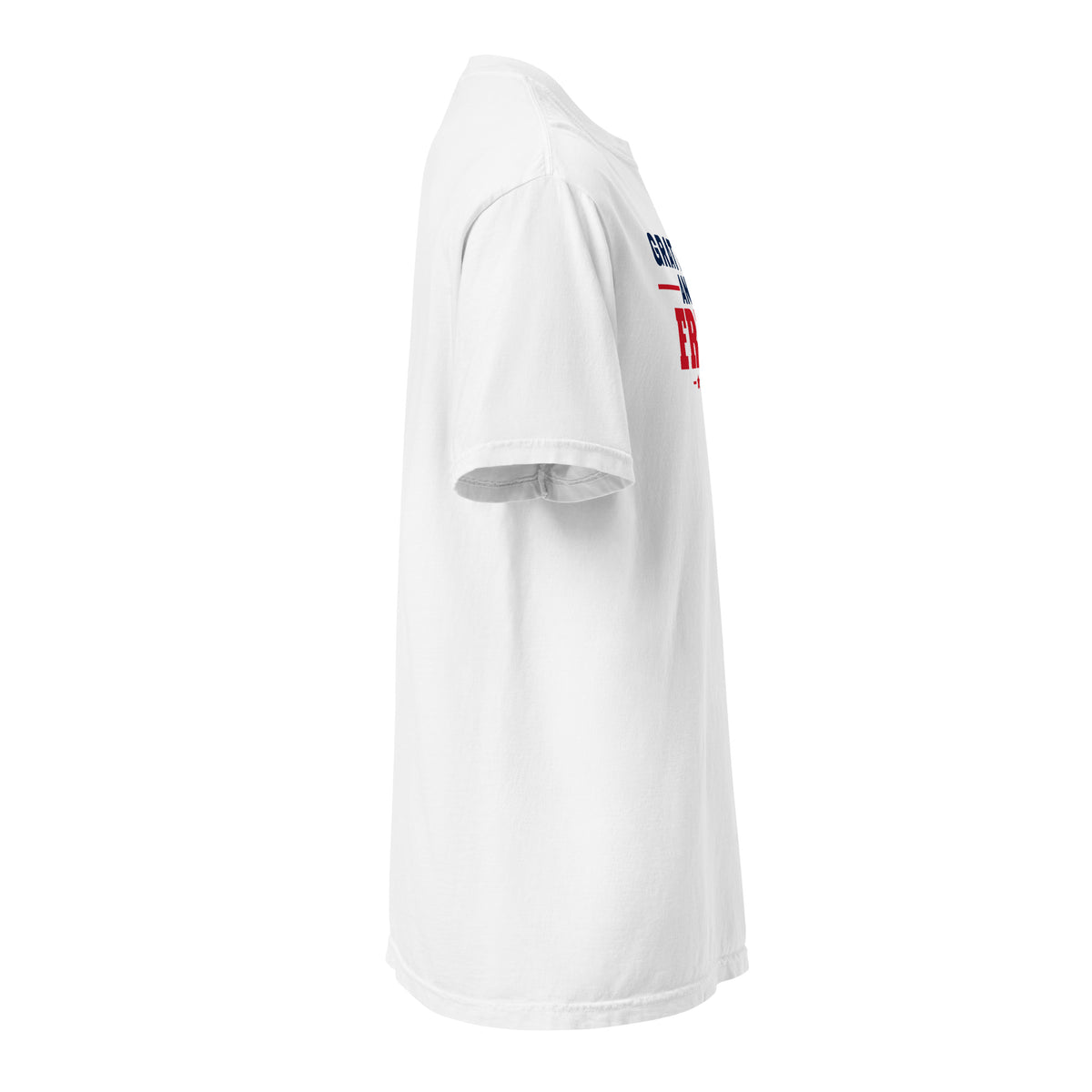 Grateful and Free Heavyweight Tee, White, right sleeve | True American