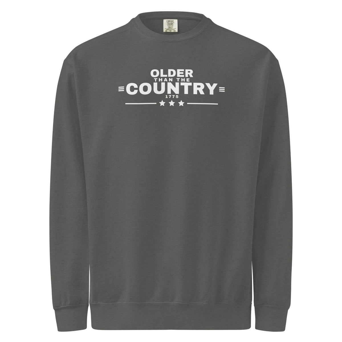 Older Than the Country Crewneck Sweatshirt Pepper flat front | True American