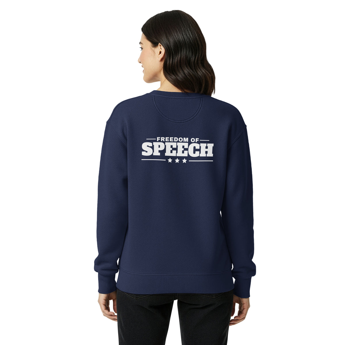 First Amendment Right / Freedom of Speech Crewneck Navy on model back | True American