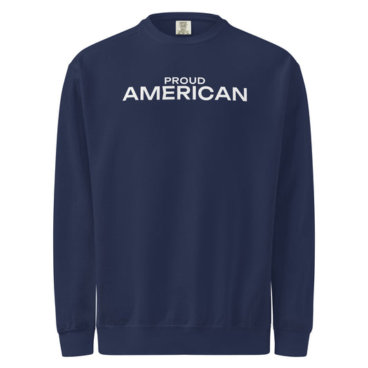 Proud American Wide Crewneck Sweatshirt True Navy flat front | True American