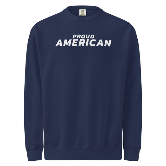 Proud American Italic Crewneck Sweatshirt True Navy flat front | True American