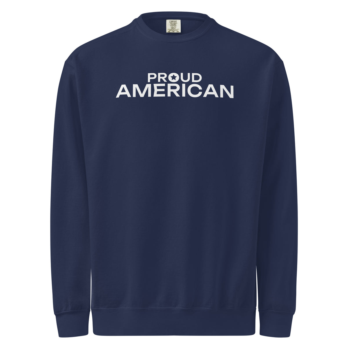 Proud American Star Crewneck Sweatshirt True Navy flat front | True American