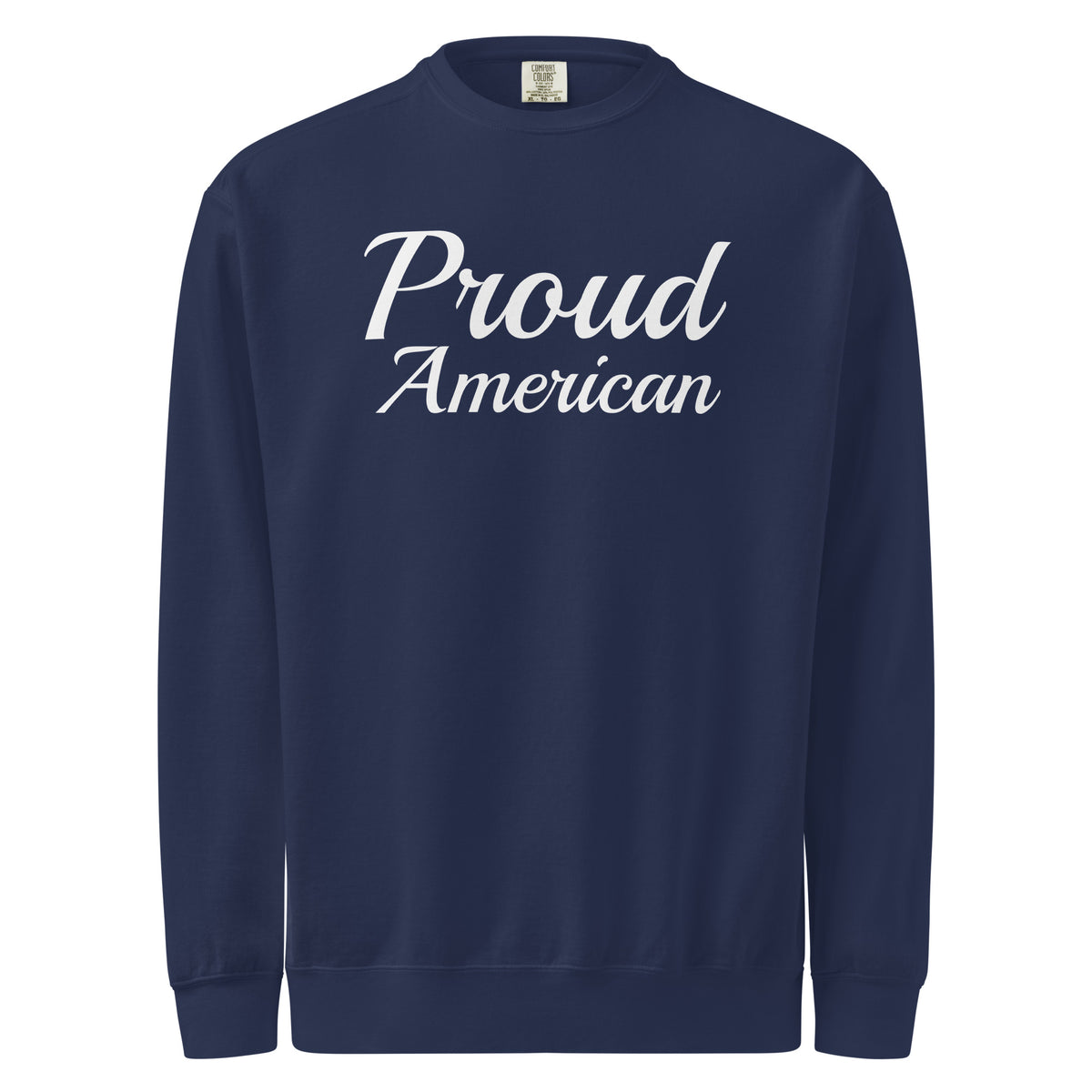 Proud American Brush Crewneck Sweatshirt True Navy flat front | True American