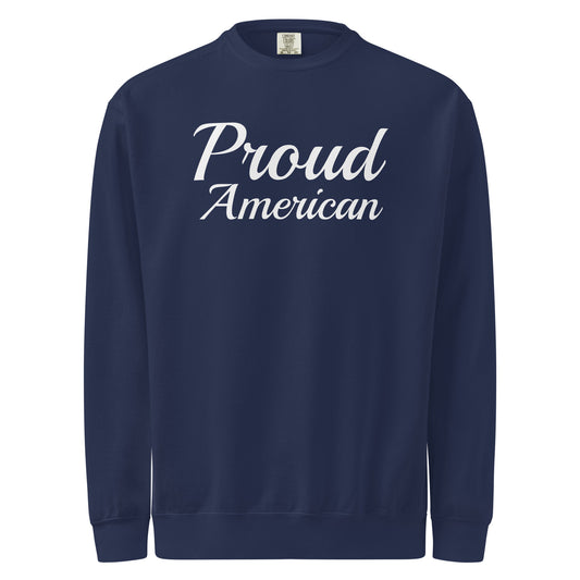 Proud American Brush Crewneck Sweatshirt True Navy flat front | True American