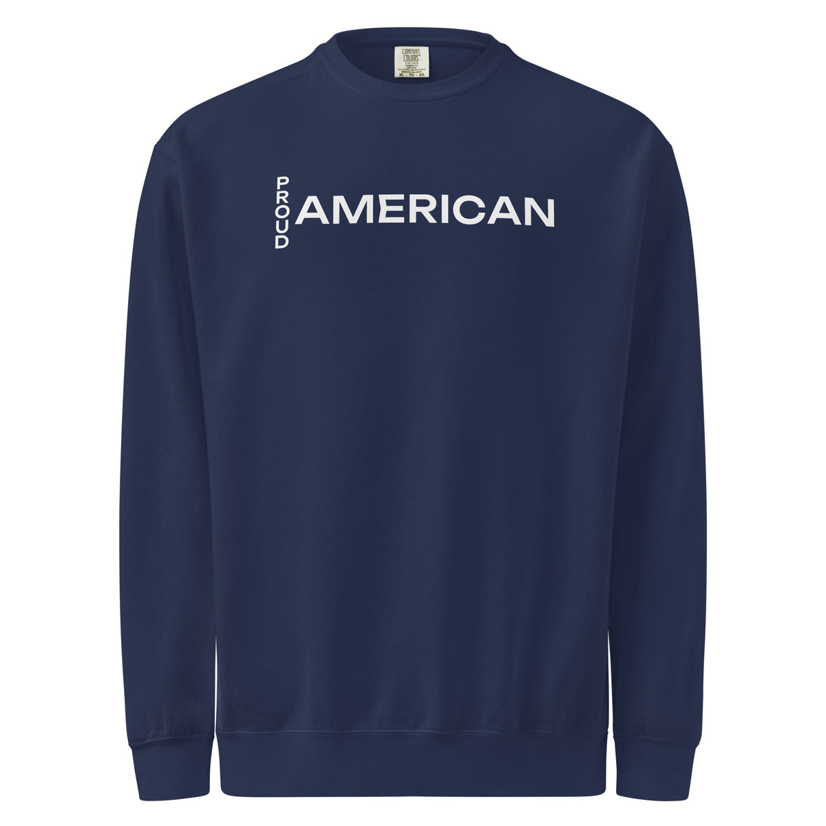 Proud American Vertical Crewneck Sweatshirt True Navy flat front | True American
