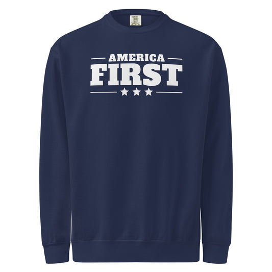 America First Classic Crewneck Sweatshirt True Navy flat front | True American
