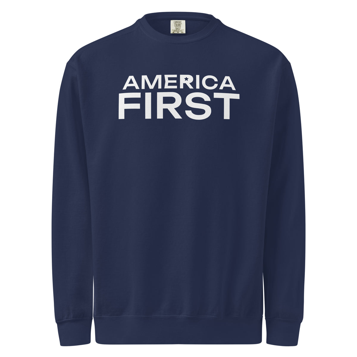 America First Star Crewneck Sweatshirt True Navy flat front | True American