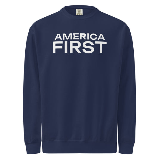 America First Star Crewneck Sweatshirt True Navy flat front | True American