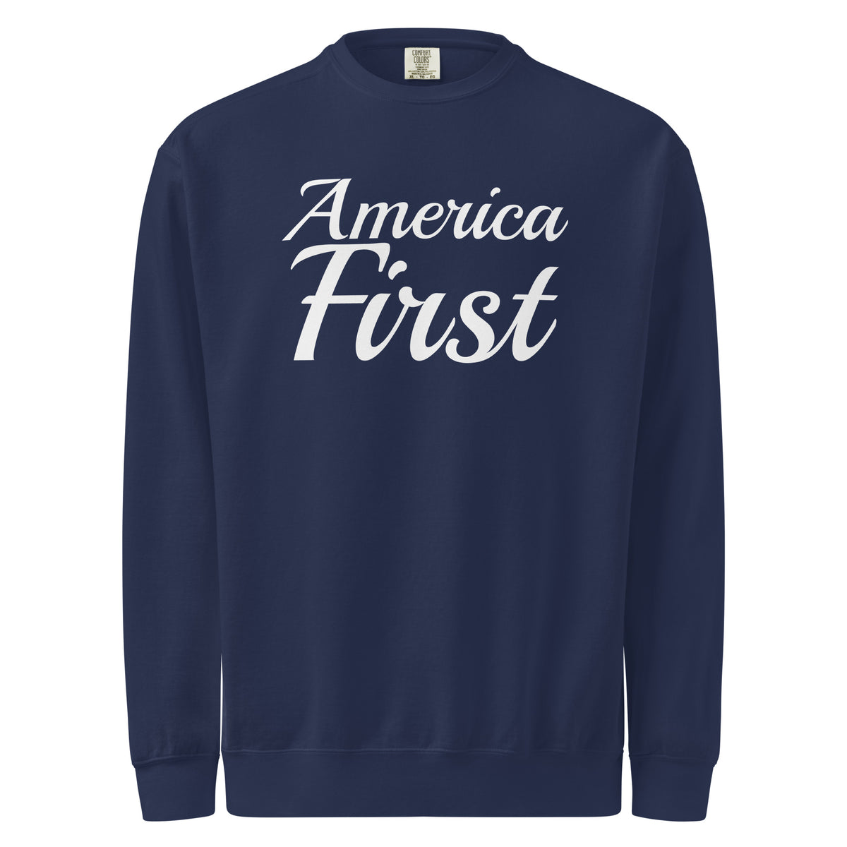 America First Brush Crewneck Sweatshirt True Navy flat front | True American