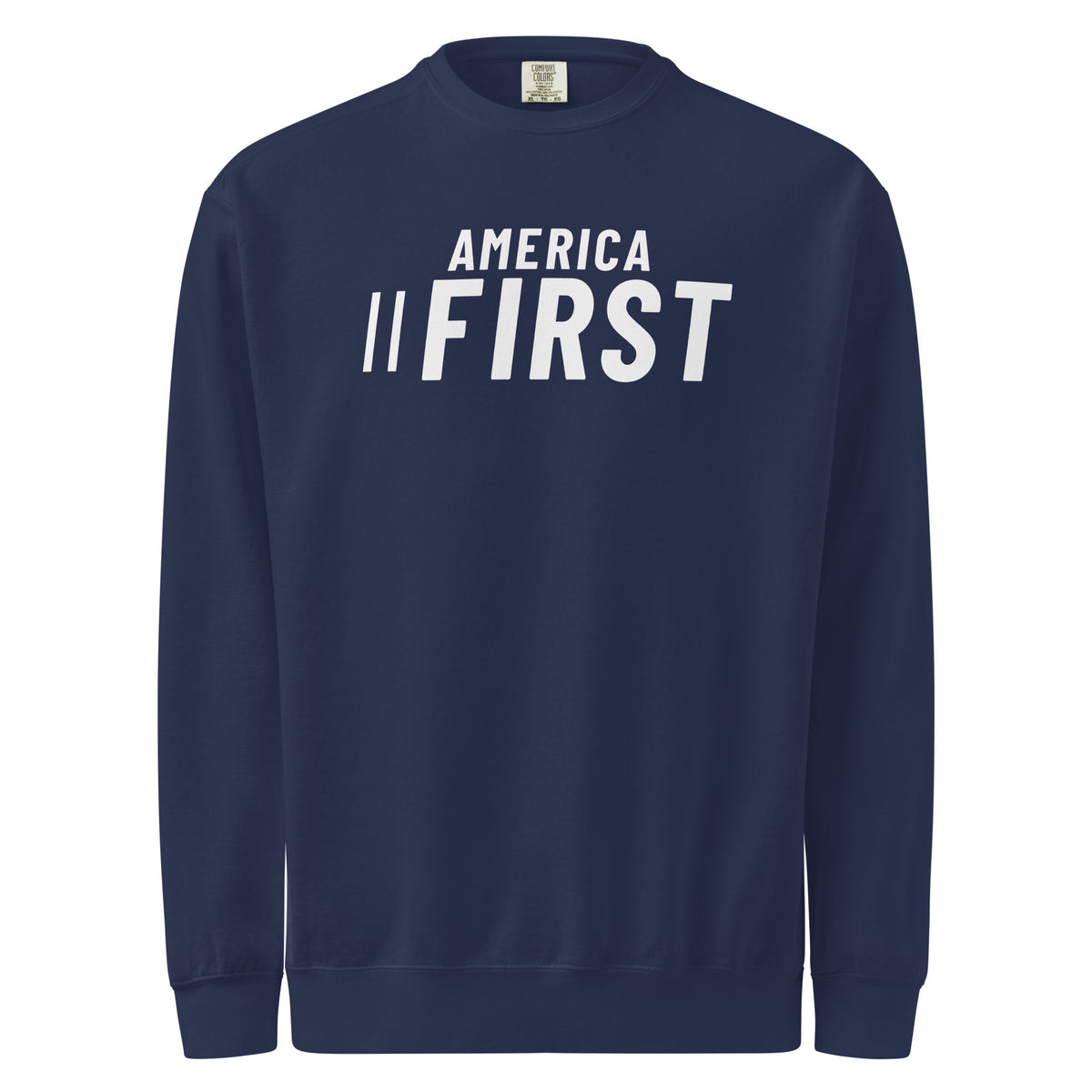 America First Sport Crewneck Sweatshirt True Navy flat front | True American