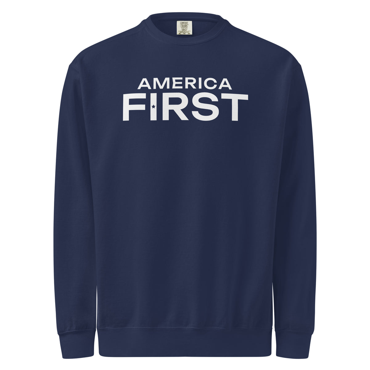America First Hero Star Crewneck Sweatshirt True Navy flat front | True American