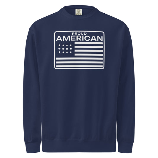 Proud American Flag Patch Crewneck Sweatshirt True Navy flat front | True American