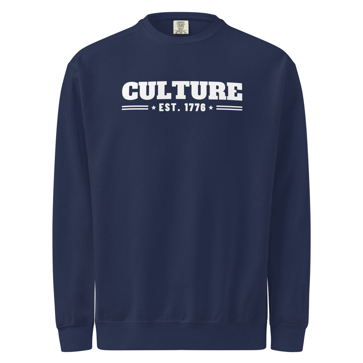 Culture Est. 1776 Stacked Crewneck in True Navy, front | True American