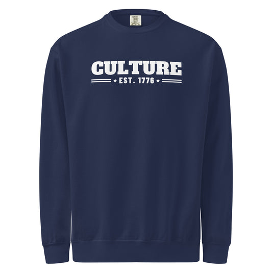 Culture Est. 1776 Stacked Crewneck in True Navy, front | True American