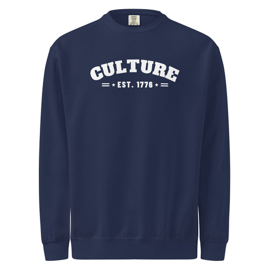 Culture Est. 1776 Arched Crewneck in True Navy, front | True American