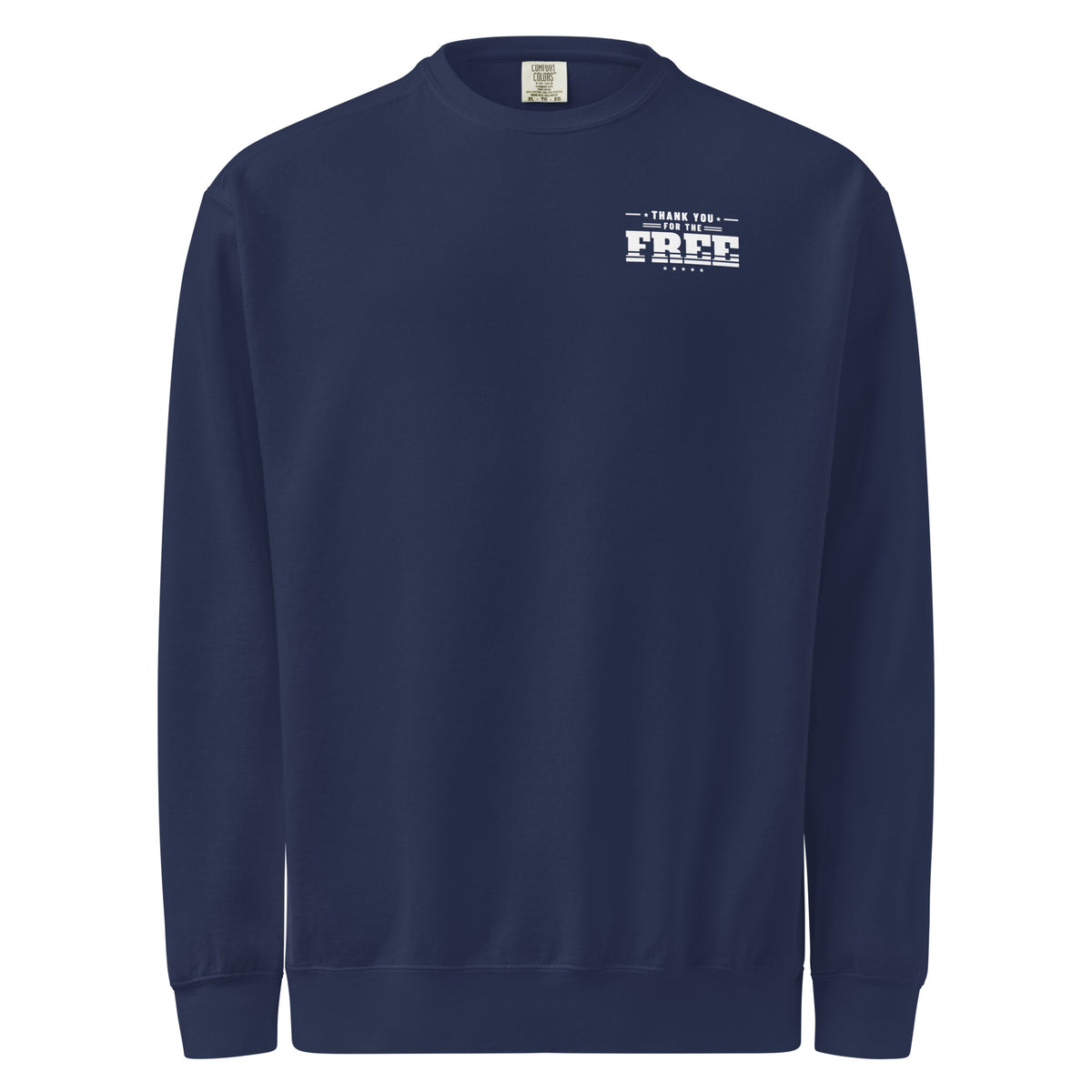 Thank You for the Free Crewneck, dark blue, front | True American