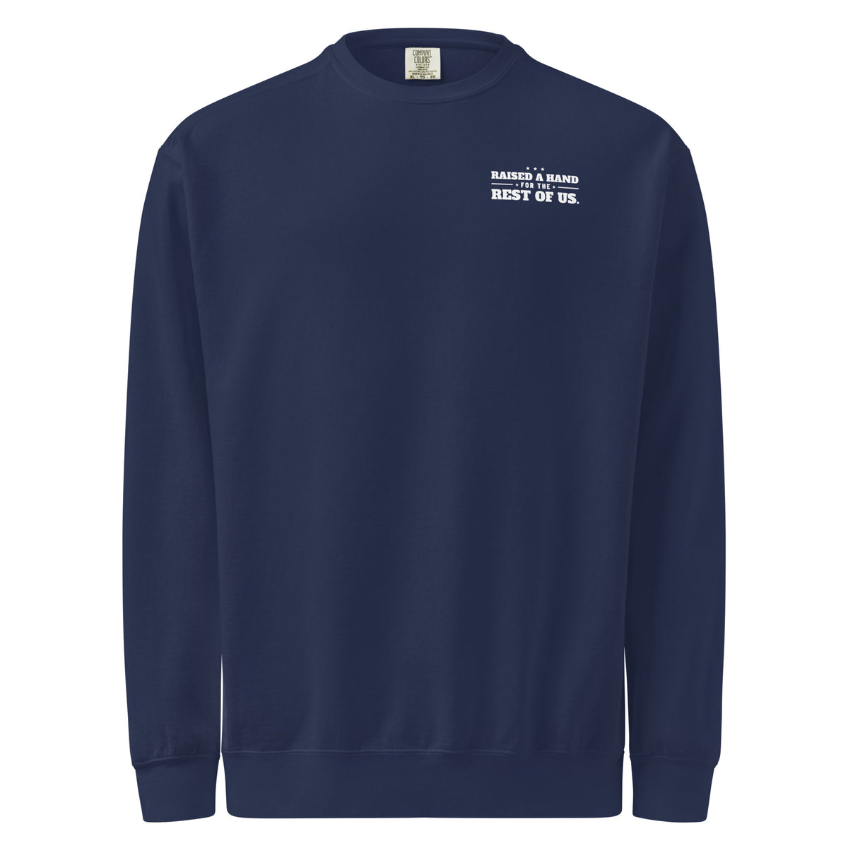 Raised a Hand Crewneck, dark blue, front | True American