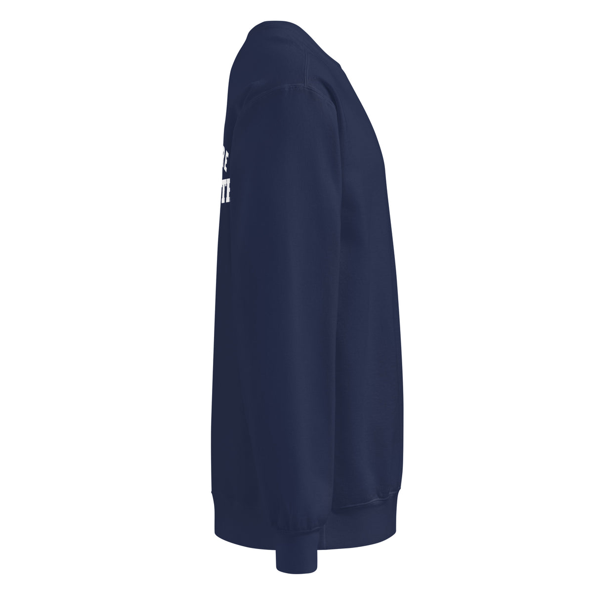 Here Before the Fourth Crewneck, dark blue, right side | True American