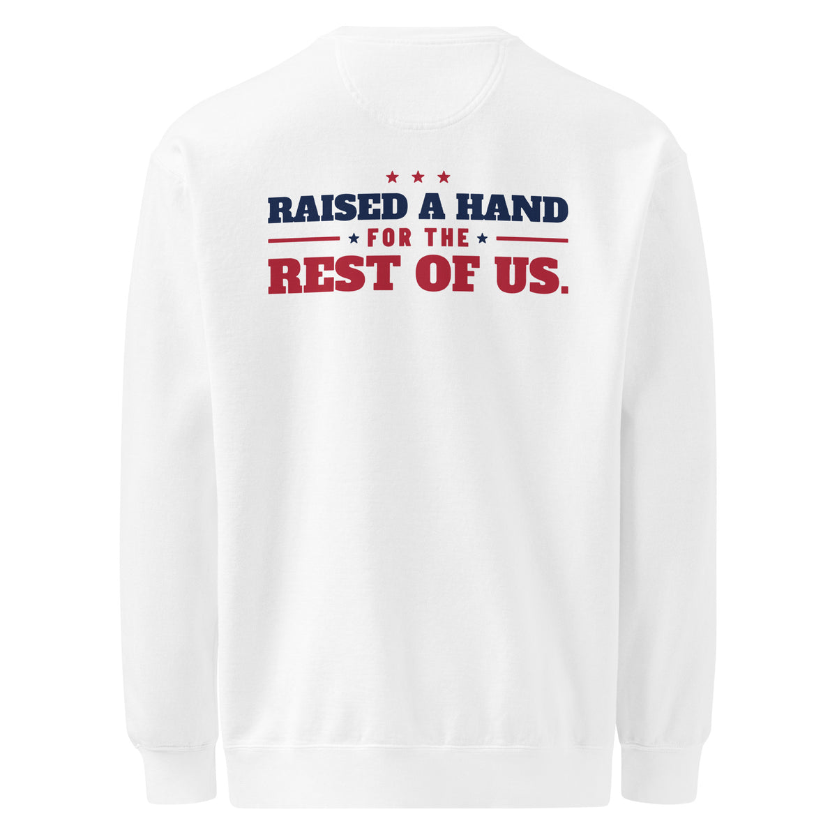 Raised a Hand Crewneck, White, back | True American