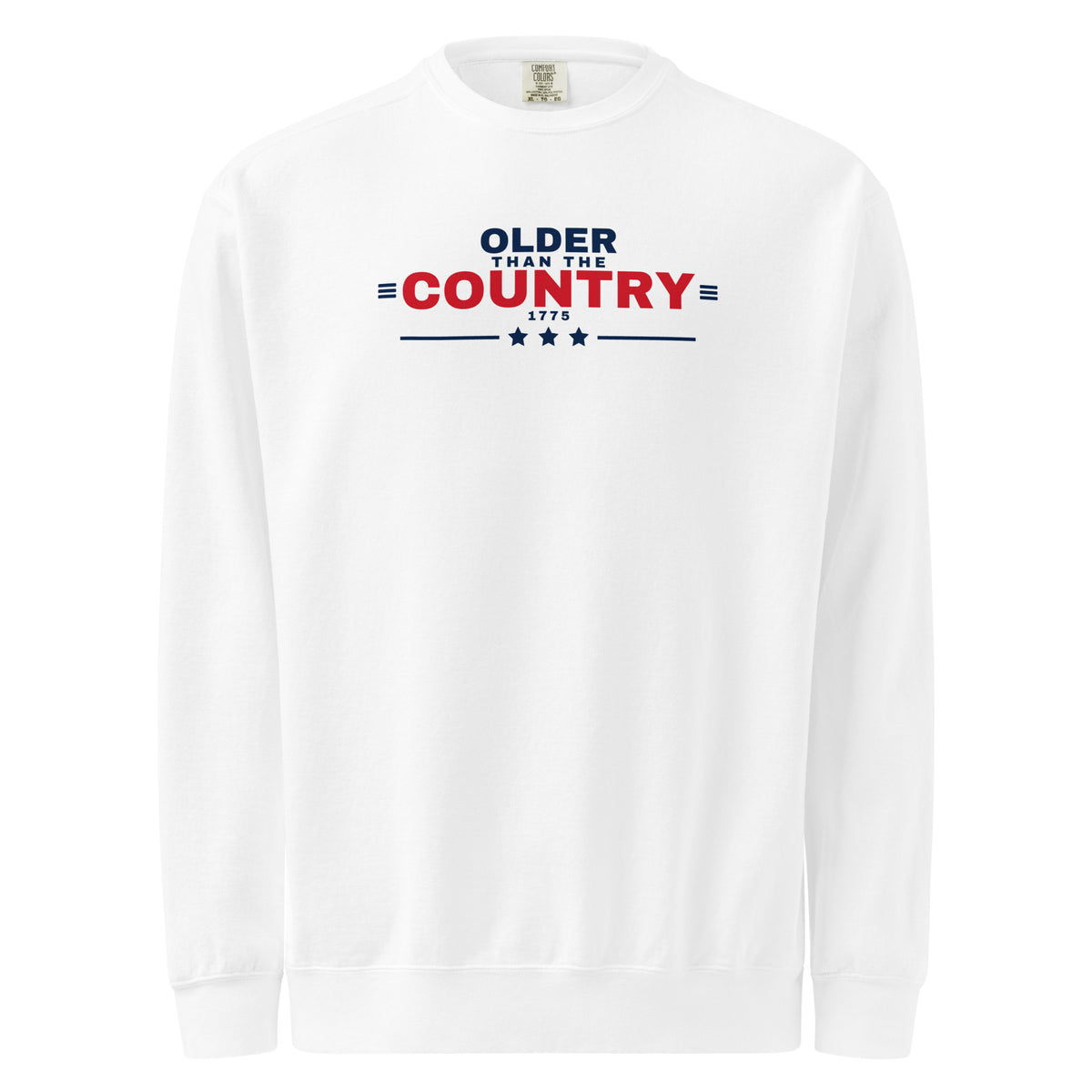Older Than the Country Crewneck Sweatshirt White flat front | True American