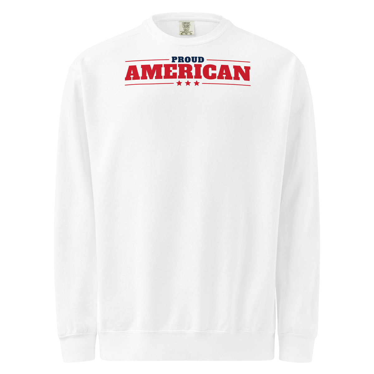 Proud American Crewneck Sweatshirt - Light White flat front | True American