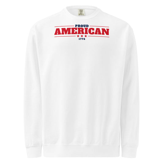 Proud American 1776 Crewneck Sweatshirt - Light White flat front | True American
