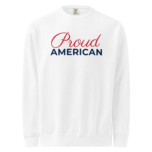 Proud American Script Crewneck Sweatshirt - Light White flat front | True American