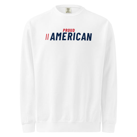 Proud American Sport Crewneck Sweatshirt - Light White flat front | True American
